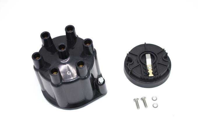 Pertronix Replacement Cap and Rotor Kit for 6 Cylinder Billet Distributors, Black / Female (Service Part Only) D606700