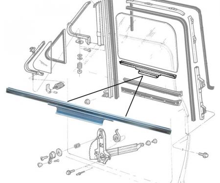 Dennis Carpenter Door Glass Lift Channel - Right - 1973-79 Ford Truck, 1978-79 Ford Bronco D9TZ-1021458-A