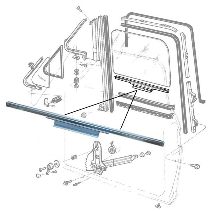 Dennis Carpenter Door Glass Lift Channel - Right - 1973-79 Ford Truck, 1978-79 Ford Bronco D9TZ-1021458-A