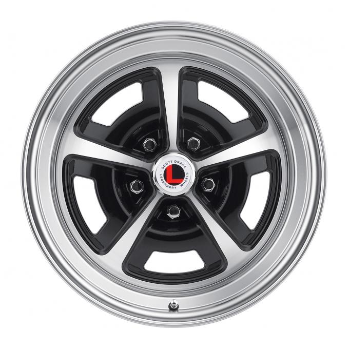 Legendary Wheels 1964-1973 Ford Mustang 17x7 Magnum 500 Alloy Wheel, 5 on 4.5 BP, 4.25 BS, Gloss Black/ Machined LW50-70754A