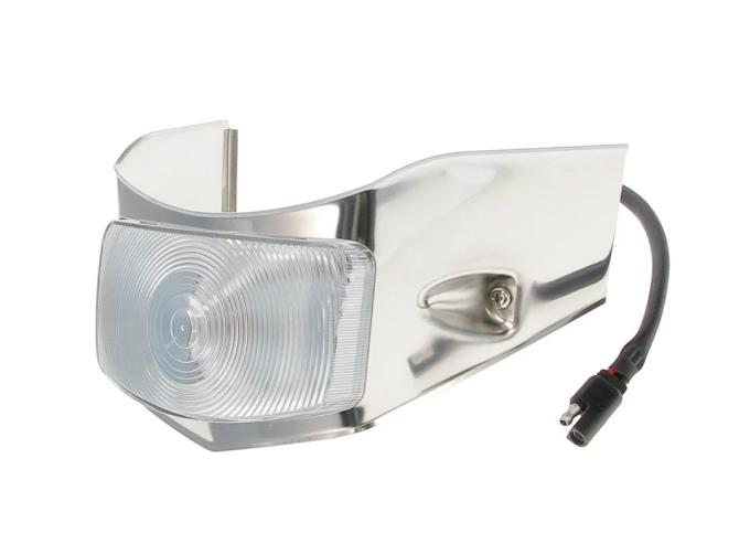 AMD Park Lamp Assembly, Clear Lens with Stainless Bezel, LH or RH, 55 F100 F250 F350 Ford Pickup Truck X137-4555