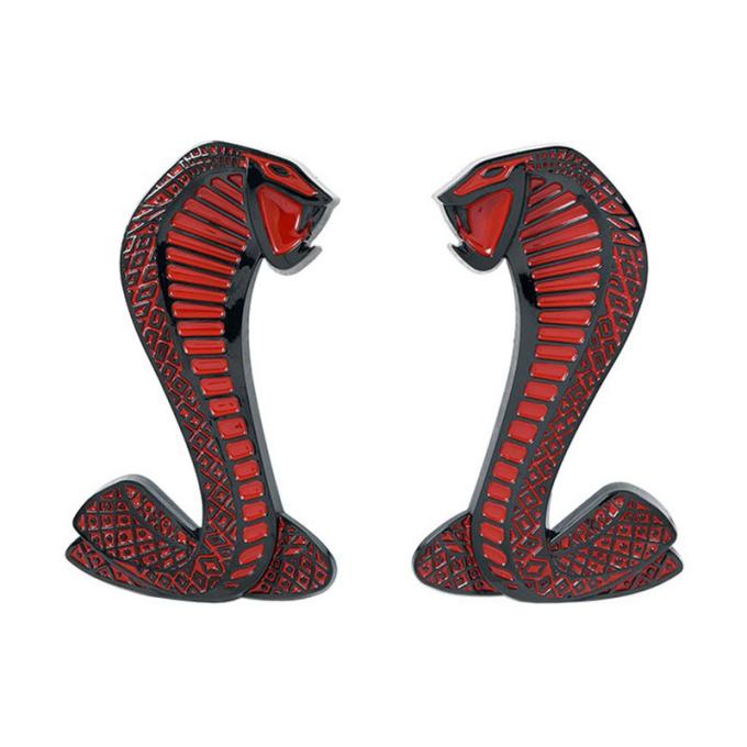 Daniel Carpenter 2007-14 Cobra Snake Fender Emblems - Black Chrome - Red G7SS-16228-BCR