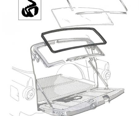 Dennis Carpenter Back Glass Seal - with Groove for Chrome - Ranch Wagon & Sedan Delivery - 1955-56 Ford Car   B5A-5942084-D