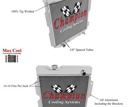 Champion Cooling 1961-1965 Ford Econoline 3 Row All Aluminum Radiator Made With Aircraft Grade Aluminum CC6065B-LD