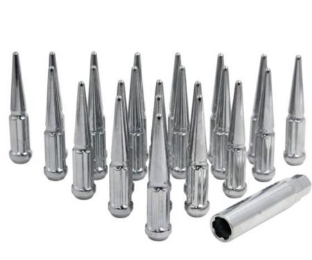 Factory Reproductions Install Kit 14mm X 1.5 (4.40") spike spline Chrome 24 Lug Nuts+Key(s) L-KIT14150C-24-S