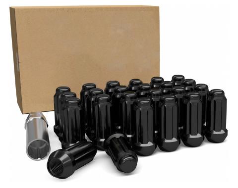 Factory Reproductions Install Kit 14mm X 1.5 (2.00") spline Truck Acorn Black 24 Lug Nuts+Key(t) L-KIT14150B-24-SP