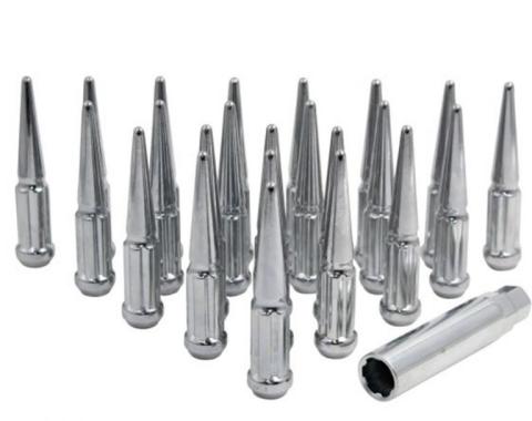 Factory Reproductions Install Kit 14mm X 1.5 (4.40") spike spline Chrome 24 Lug Nuts+Key(s) L-KIT14150C-24-S