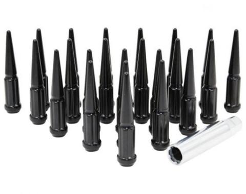 Factory Reproductions Install Kit 14mm X 1.5 (4.40") spike spline Black 24 Lug Nuts+Key(s) L-KIT14150B-24-S