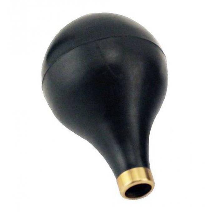 Model T Ford Horn Bulb - Large - Black Rubber With Brass Ferrule Ring - Bulb Diameter 3-1/4