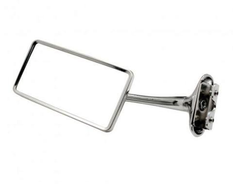 United Pacific Stainless Steel Rectangular Door Edge Mirror w/6" Chrome Arm For 1941-48 Chevy Car C5003