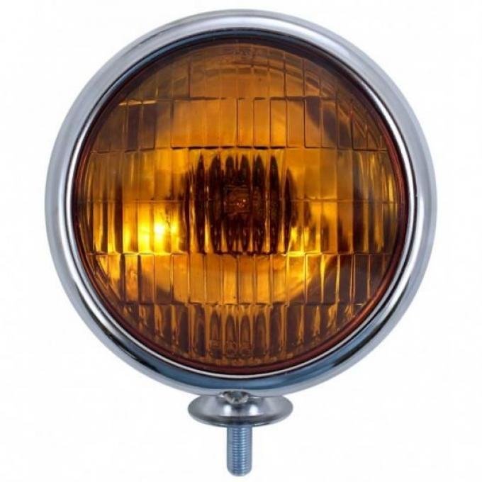 United Pacific 6V Vintage Chrome Fog Light, Amber Lens C364009