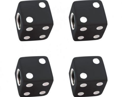 United Pacific Black Dice Valve Caps w/ White Dots (4 Pack) 70007