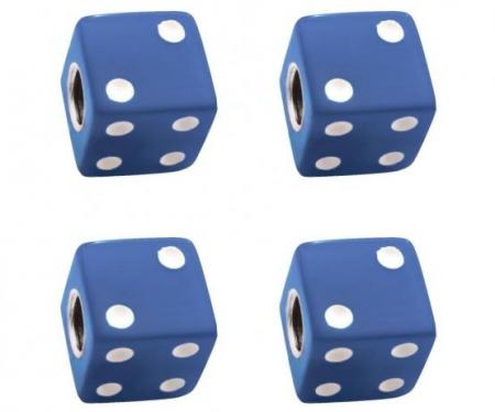 United Pacific Blue Dice Valve Caps w/ White Dots (4 Pack) 70008