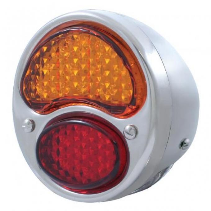 United Pacific LED 6V Tail Light w/SS Housing And Red & Amber Lens For 1928-31 Ford Model A - L/H FTL2831RA6-AL
