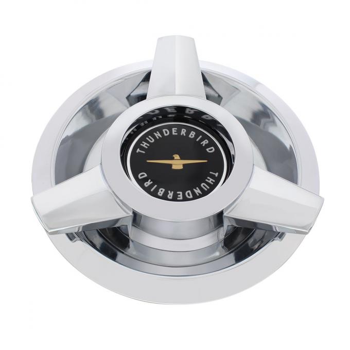 United Pacific Chrome w/Black Center T-Bird Hubcap For 1962-63 Ford T-Bird Wire Wheels F626301