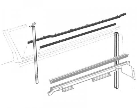 Dennis Carpenter Door Glass Anti-Rattler Kit - Hardtop & Retractable - 1957-58 Ford Car   B7A-7621460-S