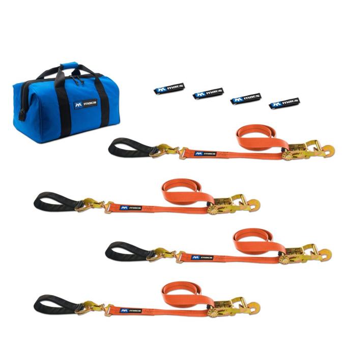 Race Ramps 2 x 6 Ultra Pack Tie-Down Straps with Detachable Axle Straps, Direct Hook Ends & Chain Extensions - Orange 518226