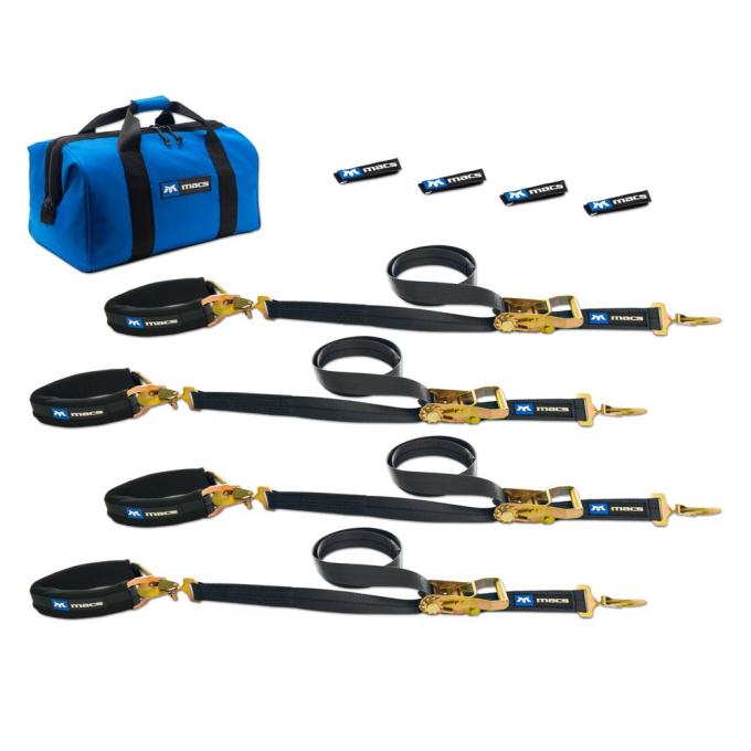 Race Ramps 2 x 6 Pro Pack Premium Tie-Down Strap Kit with 24 Axle Strap, Sewn Fixed Ends - Black 511606