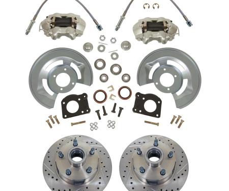 Ford Front Wheel Drum-to-Disc Brake Conversion Kit, Drilled & Slotted Rotors, 1964-1969
