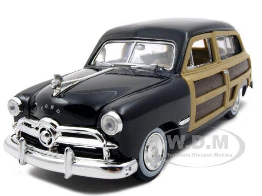 1949 Ford Woody Wagon Black 1/24 Diecast Model Car | Blue