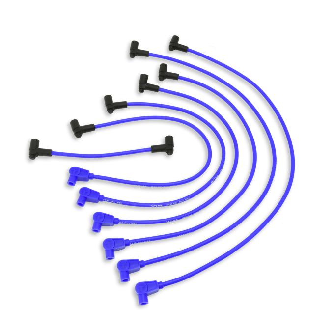 Taylor Cable 1975-86 GM Big Block/Ford 385-Series V8 8mm Spiro-Pro Spark Plug Wire Set, Blue, 135&deg; Spark Plug Boot Angle 74663