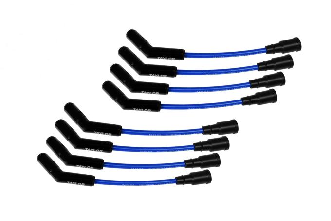 Taylor Cable Ford 7.3L Godzilla Engines 8.2mm ThunderVolt Spark Plug Wires with Black Ceramic Boots, 180&deg; Spark Plug Boot Angle, Blue 85673-B