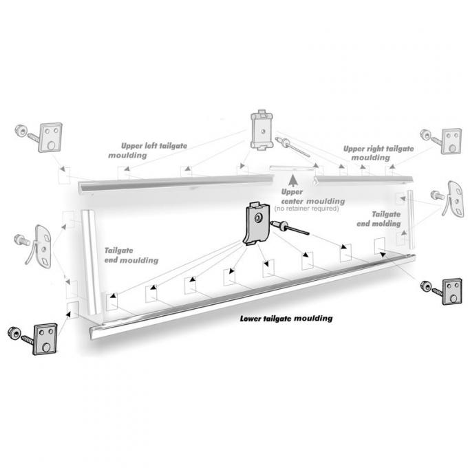 Dennis Carpenter Lower Tailgate Molding with clip - 1967-72 Ford Truck     C7TZ-9941018-B