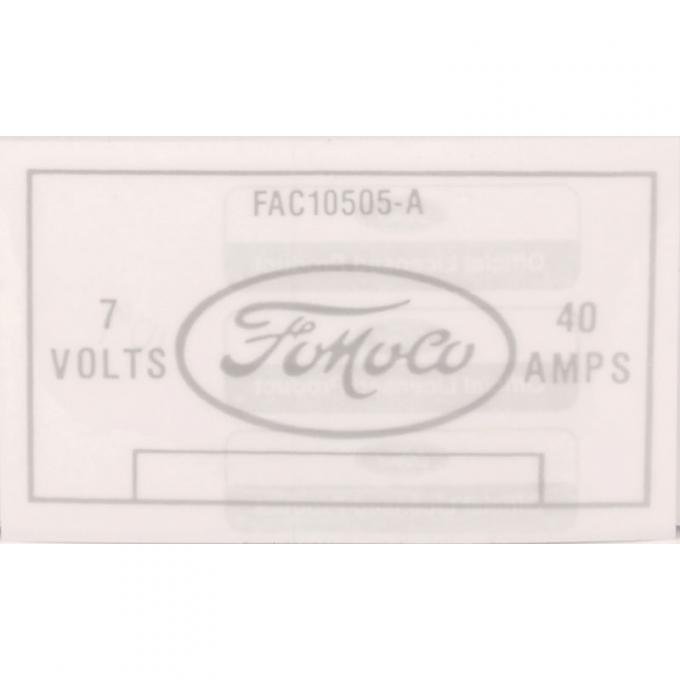 Dennis Carpenter Decal - Voltage Regulator - 1952-54 Ford Truck, 1952-54 Ford Car   DF-109