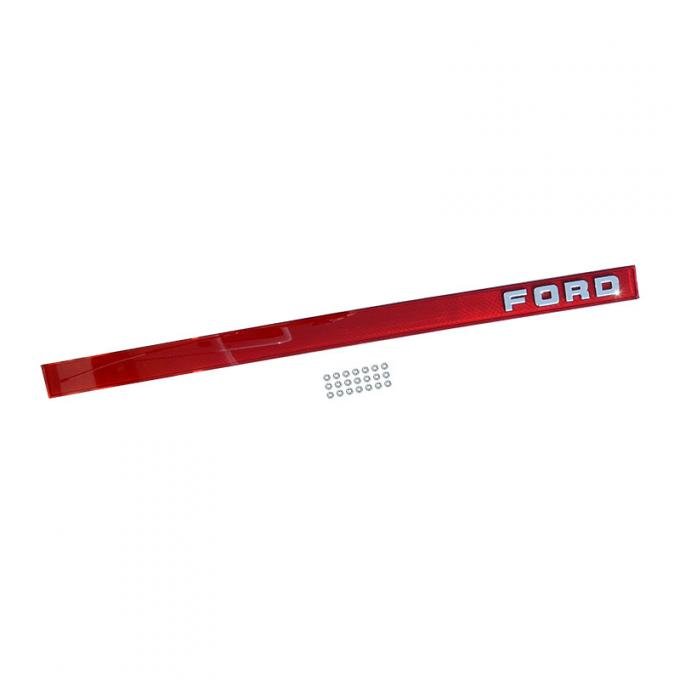 Dennis Carpenter Tailgate Finish Panel Trim - Red w/ FORD Letters - 1987-91 Ford Truck E7TZ-99425A34-RP
