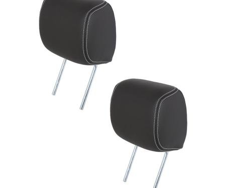 TMI Tilting Headrest  2010 Ford Mustang, Charcoal Black Vinyl W/White Stitch 43-78810-7728-WS