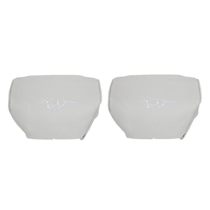 TMI Headrest Cover  1982-1993 Ford Mustang, White Classic Vinyl W/Pony Logo 43-7303-965-PONY