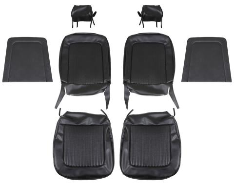TMI Front Factory Replacement Upholstery, OE Pattern  1964 Ford Mustang, Black Corinthian Vinyl, Black Kiwi Vinyl 43-70209-3722-3437
