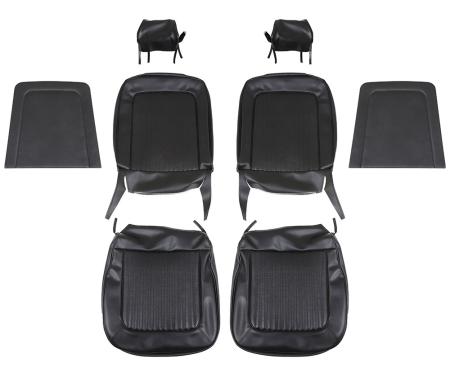 TMI Front Factory Replacement Upholstery, OE Pattern  1964 Ford Mustang, Black Corinthian Vinyl, Black Kiwi Vinyl 43-70209-3722-3437