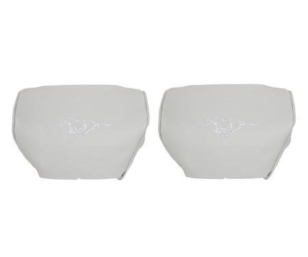 TMI Headrest Cover  1982-1993 Ford Mustang, White Classic Vinyl W/Pony Logo 43-7303-965-PONY