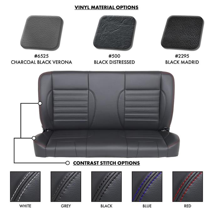 TMI 55" Solid Back Bench Seat, Sport Pattern 47-9922
