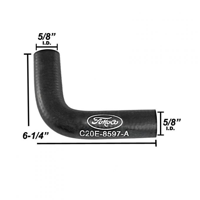 Dennis Carpenter Water By-Pass Hose with Ford Script - 1966-69 Ford Bronco, 1962-70 Ford Car C20Z-8597-B