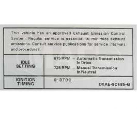 70 390-2V AT/MT Emission Decal (Before 10/1)