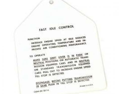 Fast Idle Control Instruction Tag, Galaxie, 1960