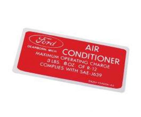 Air Conditioner Charge Decal