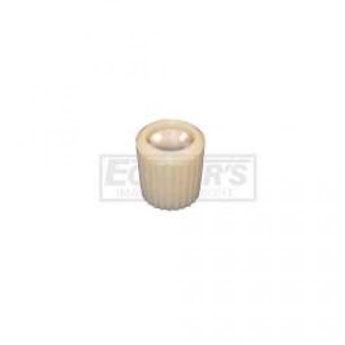 Radio Knob - Ivory Plastic With Chrome Insert - Shaft Flat On 1 Side