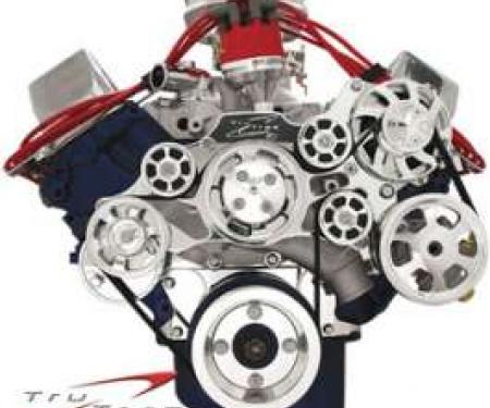 Tru Trac Serpentine System, Polished, FE Engines, With Power Steering, With Air Conditioning