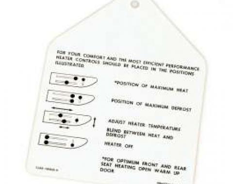 Instruction Tag, Heater, Galaxie, 1962