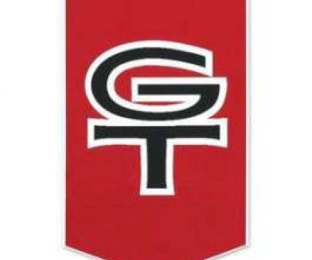 Trunk Ornament Emblem - GT - Peel and Stick Type GT wide horizontally in red