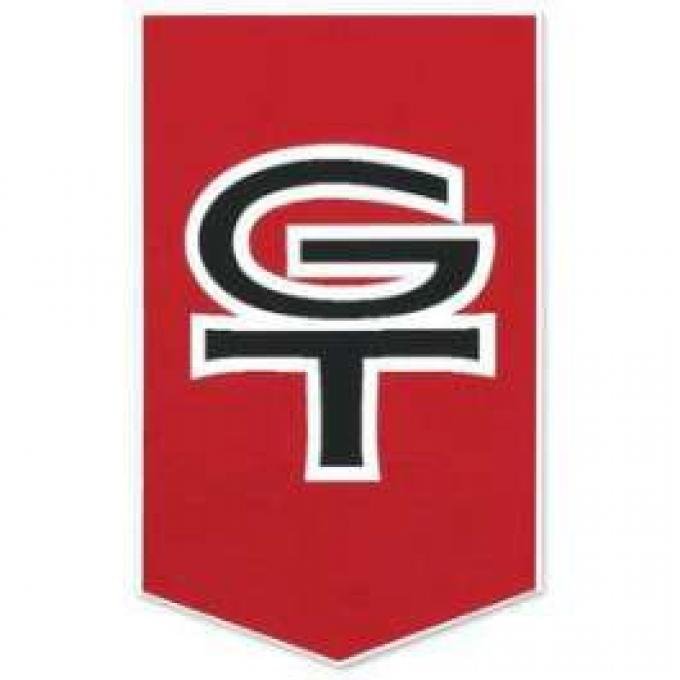 Trunk Ornament Emblem - GT - Peel and Stick Type GT wide horizontally in red