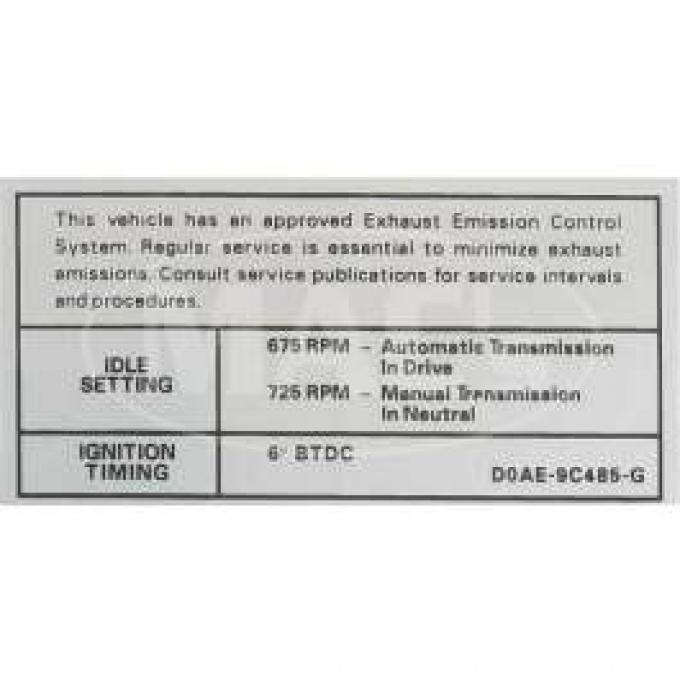 70 390-2V AT/MT Emission Decal (Before 10/1)