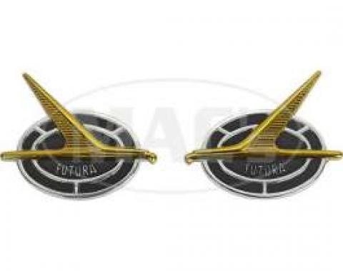 Roof Emblems - Futura - Chrome With Black Recesses and Gold Falcon - Falcon Futura