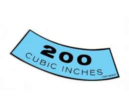 Decal - Air Cleaner - 200 Cubic Inches
