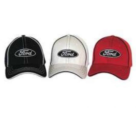 Hat, Ford Oval Logo, Flex Fit, Large/XL White