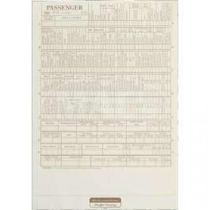Assembly Line New Vehicle Build Sheet, Ford, 1967