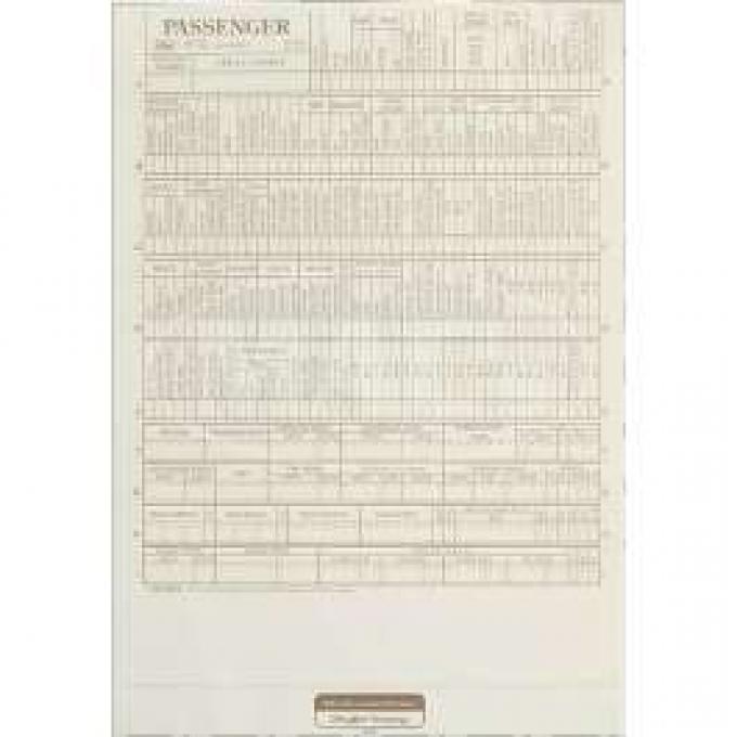 Assembly Line New Vehicle Build Sheet, Ford, 1967